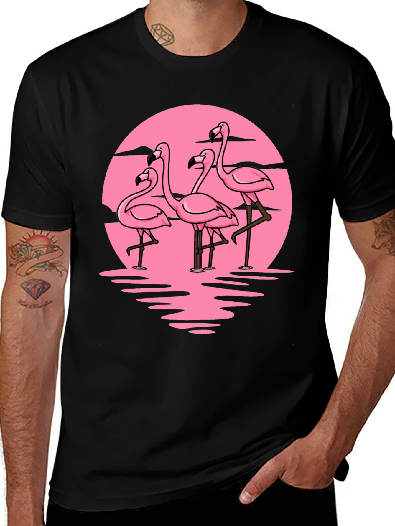 Flamingo Sunset Graphic Tee - Tropical Vibes