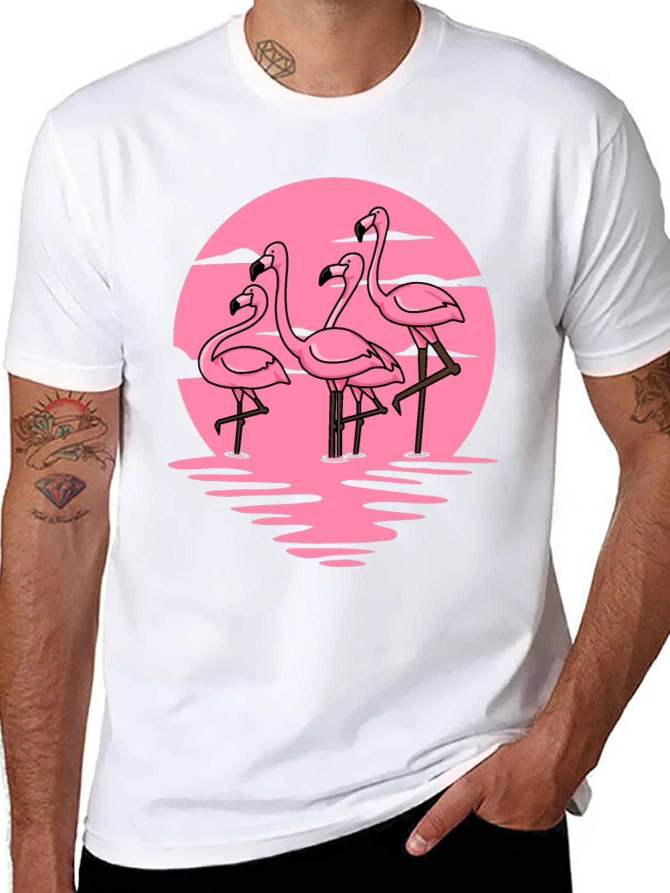 Flamingo Sunset Graphic Tee - Tropical Vibes