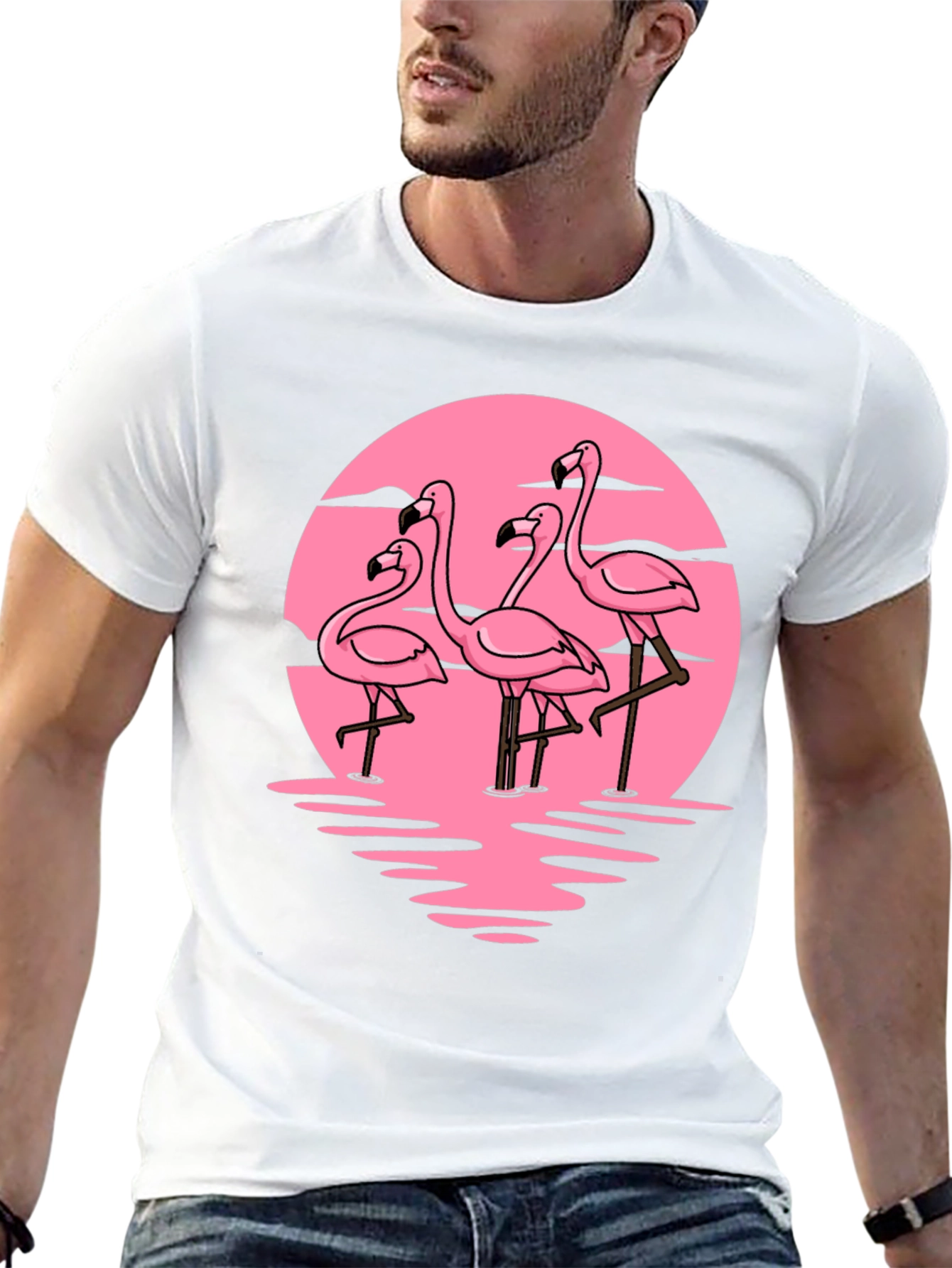 Flamingo Sunset Graphic Tee - Tropical Vibes