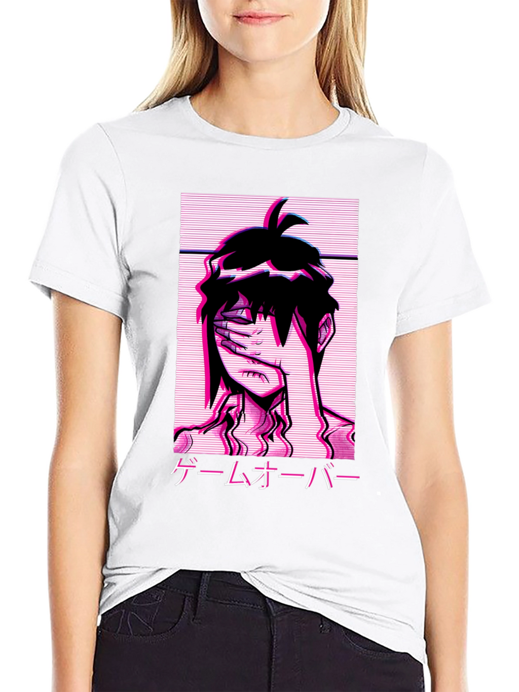 Game Over Vaporwave Anime Graphic Tee