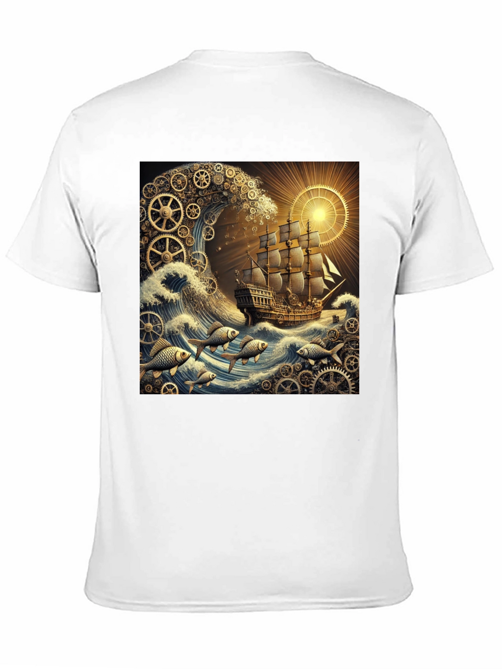 Steampunk Ship Waves Graphic Tee