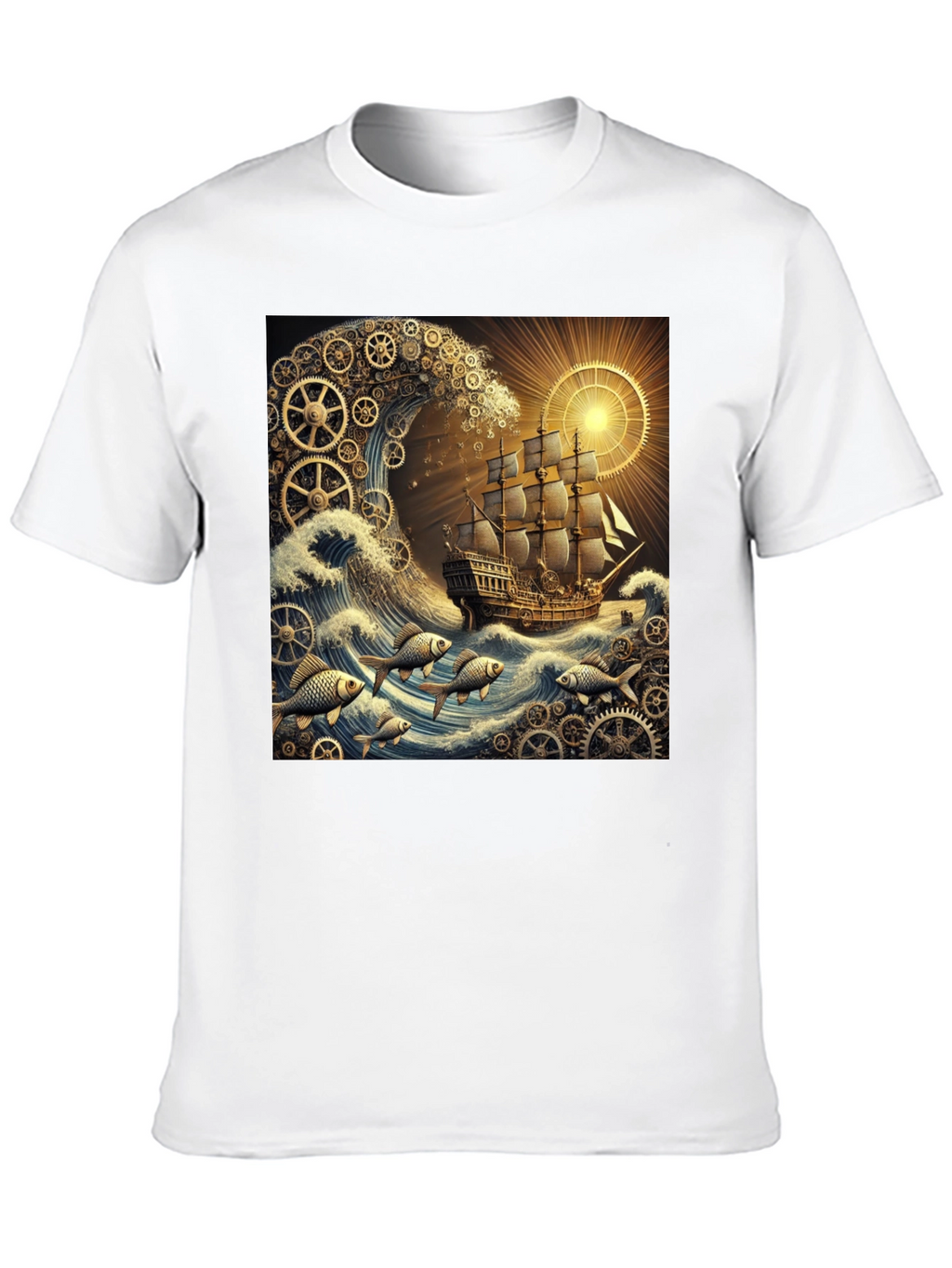 Steampunk Ship Waves Graphic Tee