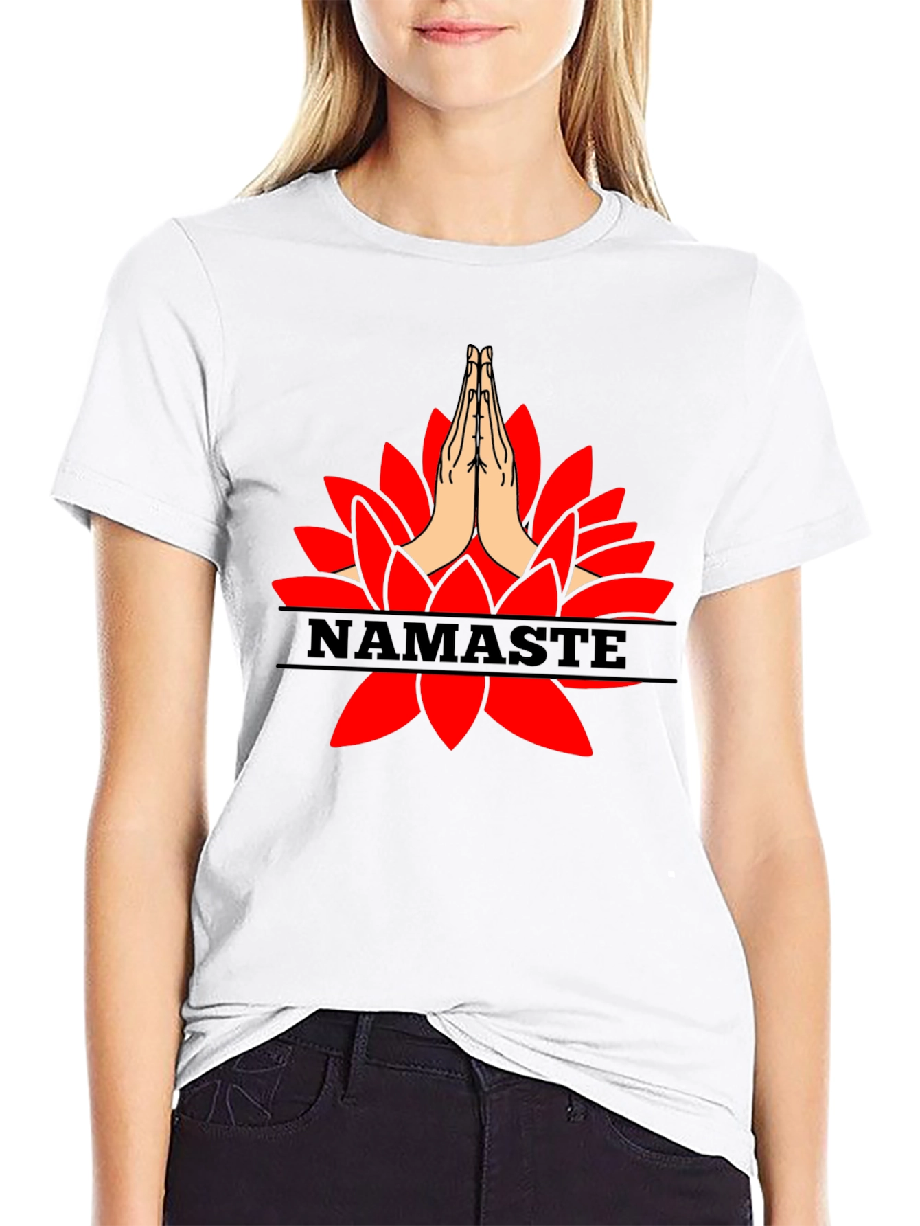 Namaste Graphic Tee - Red Lotus Black Shirt