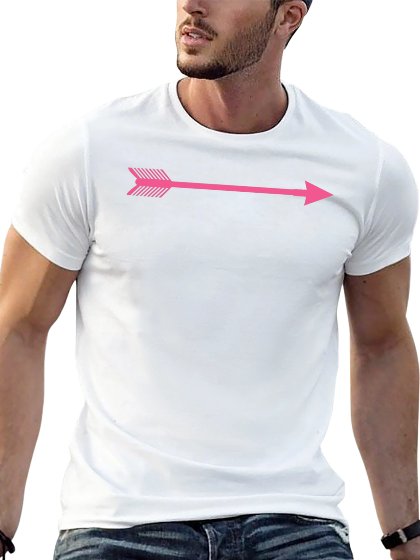 Pink Arrow Graphic Black T-Shirt