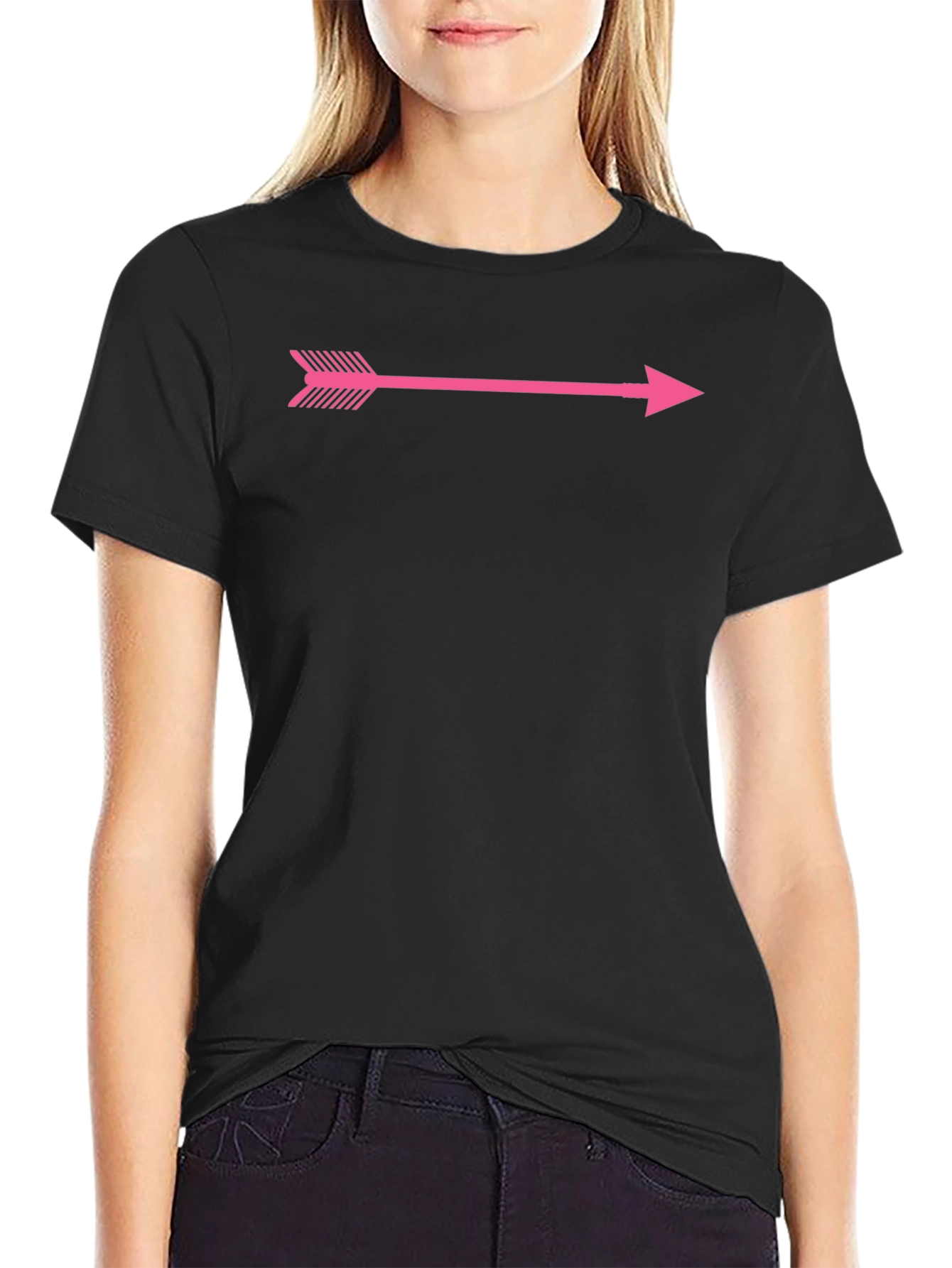Pink Arrow Graphic Black T-Shirt