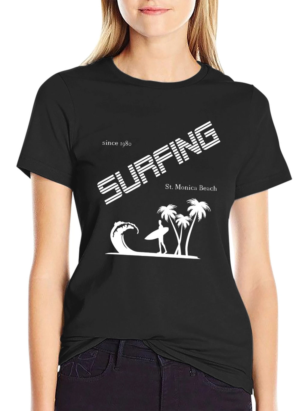 Surfing St. Monica Beach Graphic T-Shirt