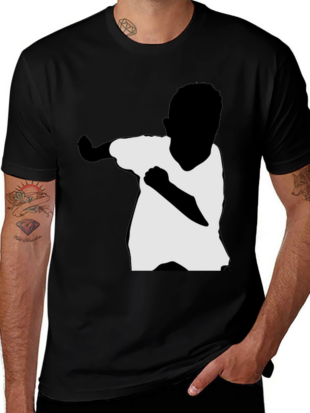 Boy Silhouette Dab Dance T-Shirt - Black