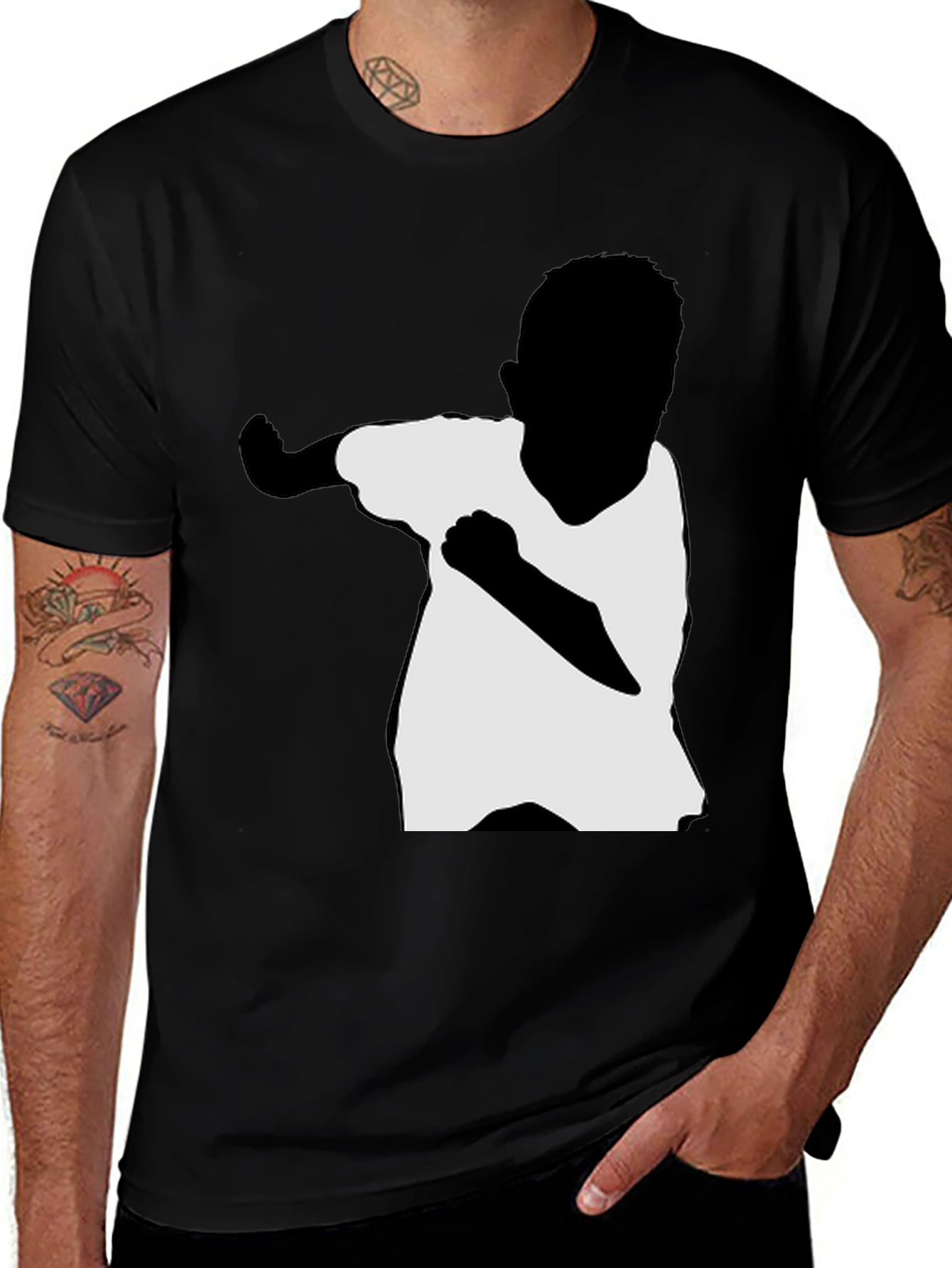 Boy Silhouette Dab Dance T-Shirt - Black