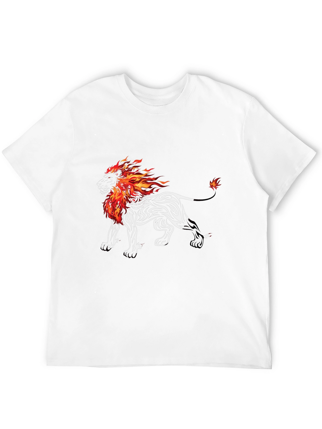 Fiery Lion Graphic Tee - Black Cotton Blend T-Shirt