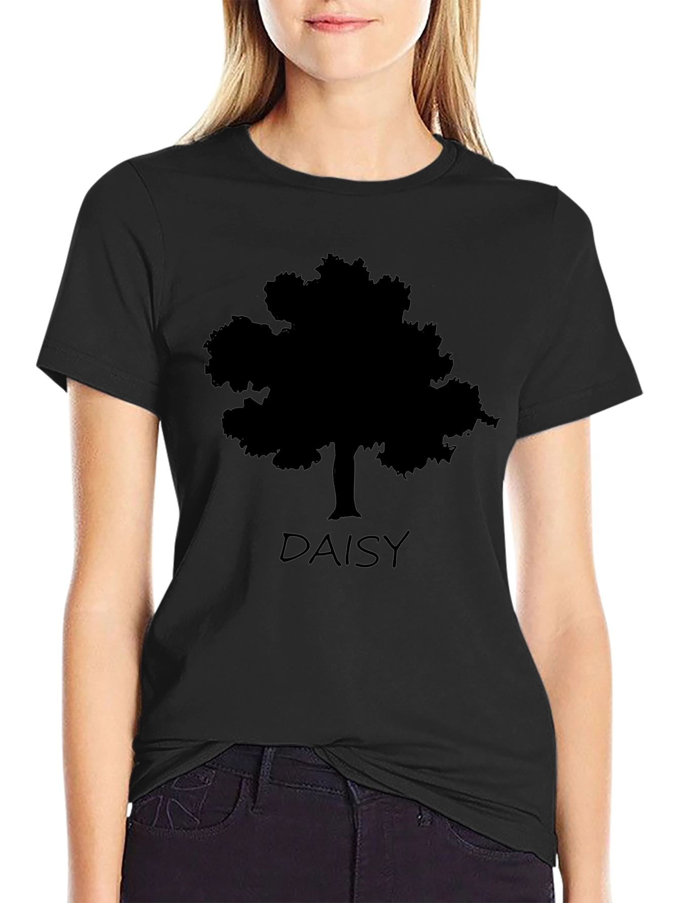 Daisy Tree Silhouette Black T-Shirt