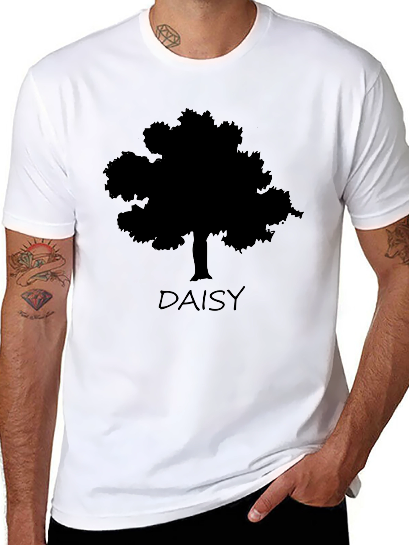 Daisy Tree Silhouette Black T-Shirt