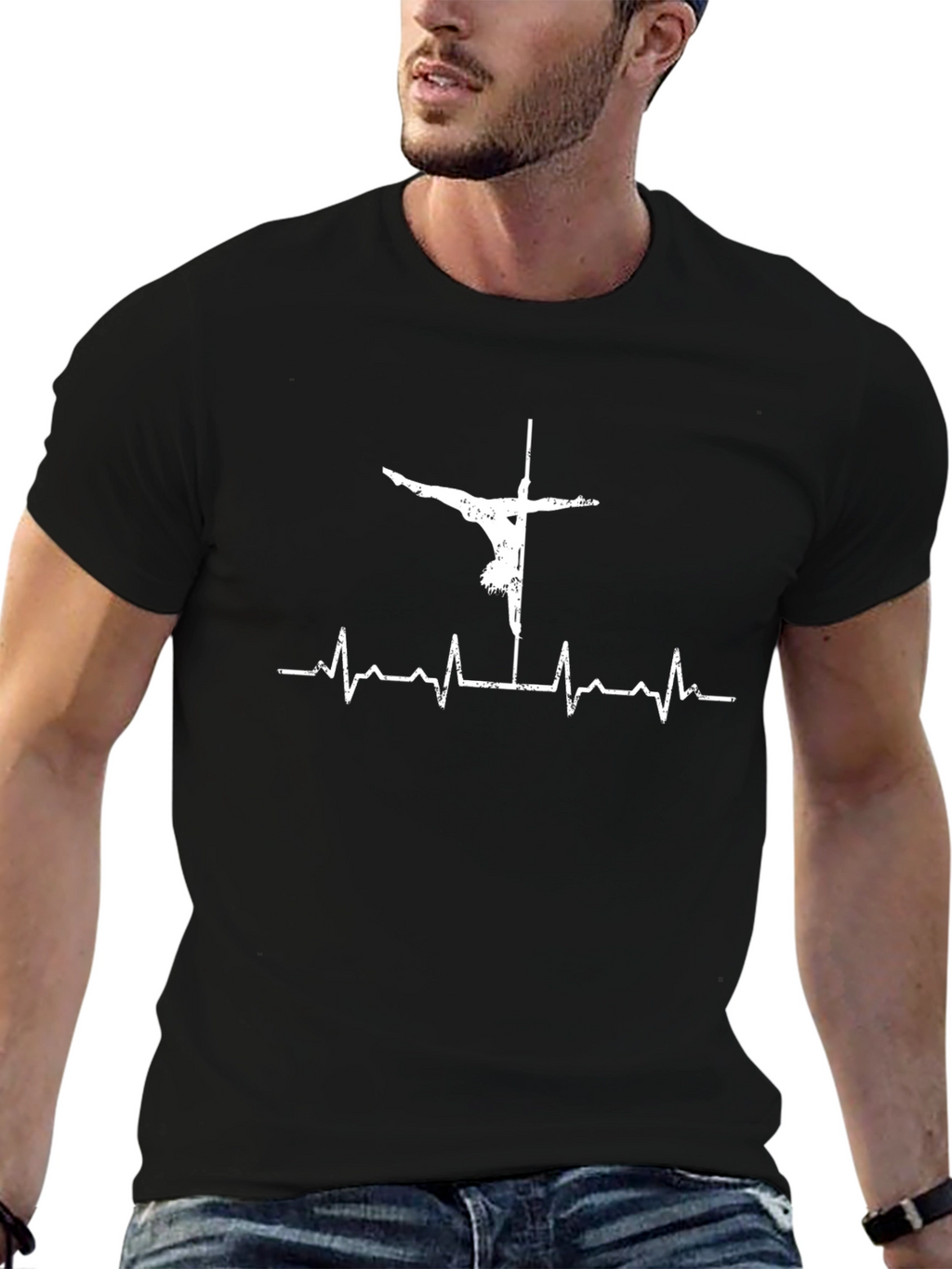 Pole Dance Heartbeat T-Shirt - Black