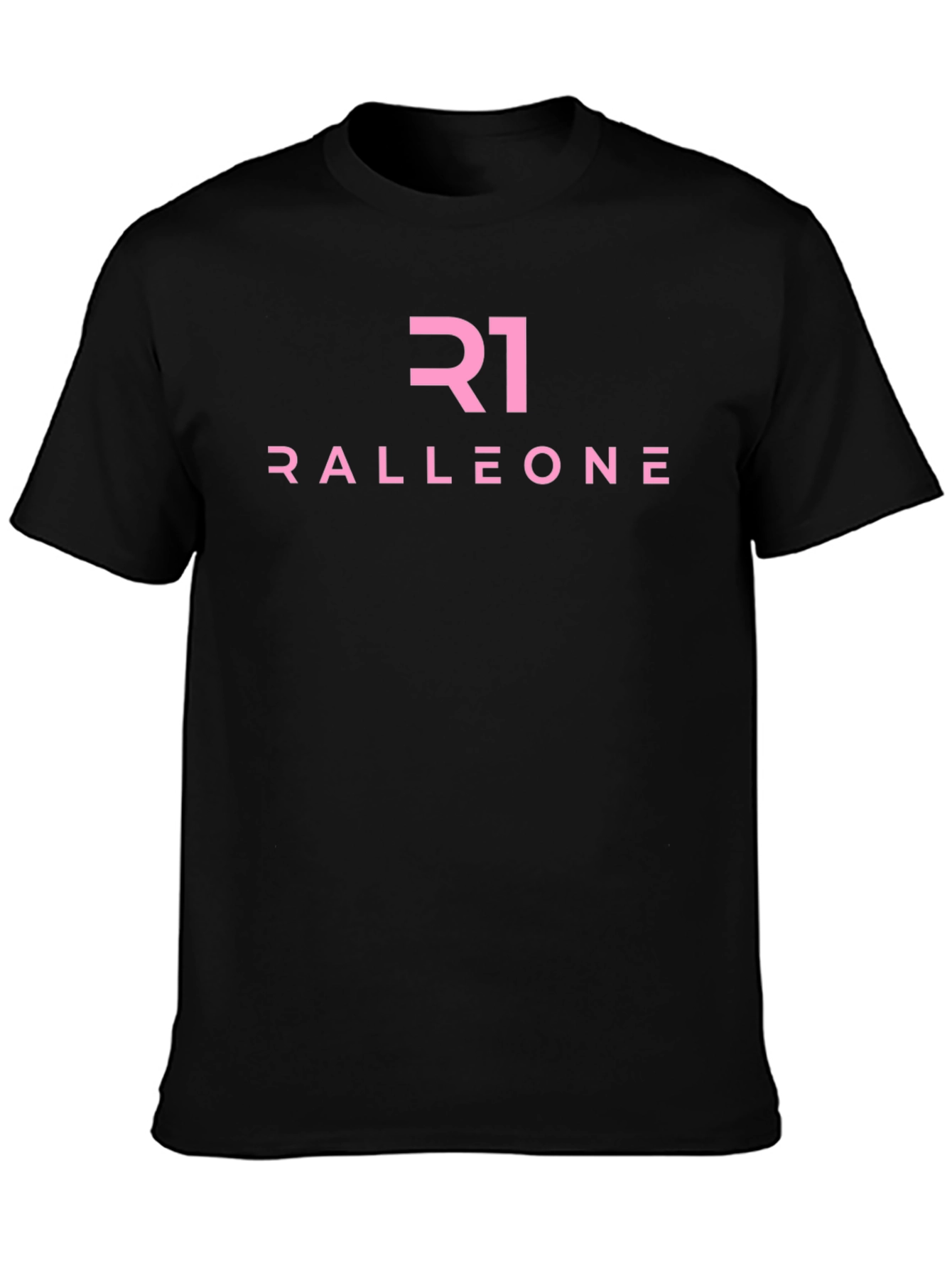 Ralleone Black T-Shirt with Pink Logo