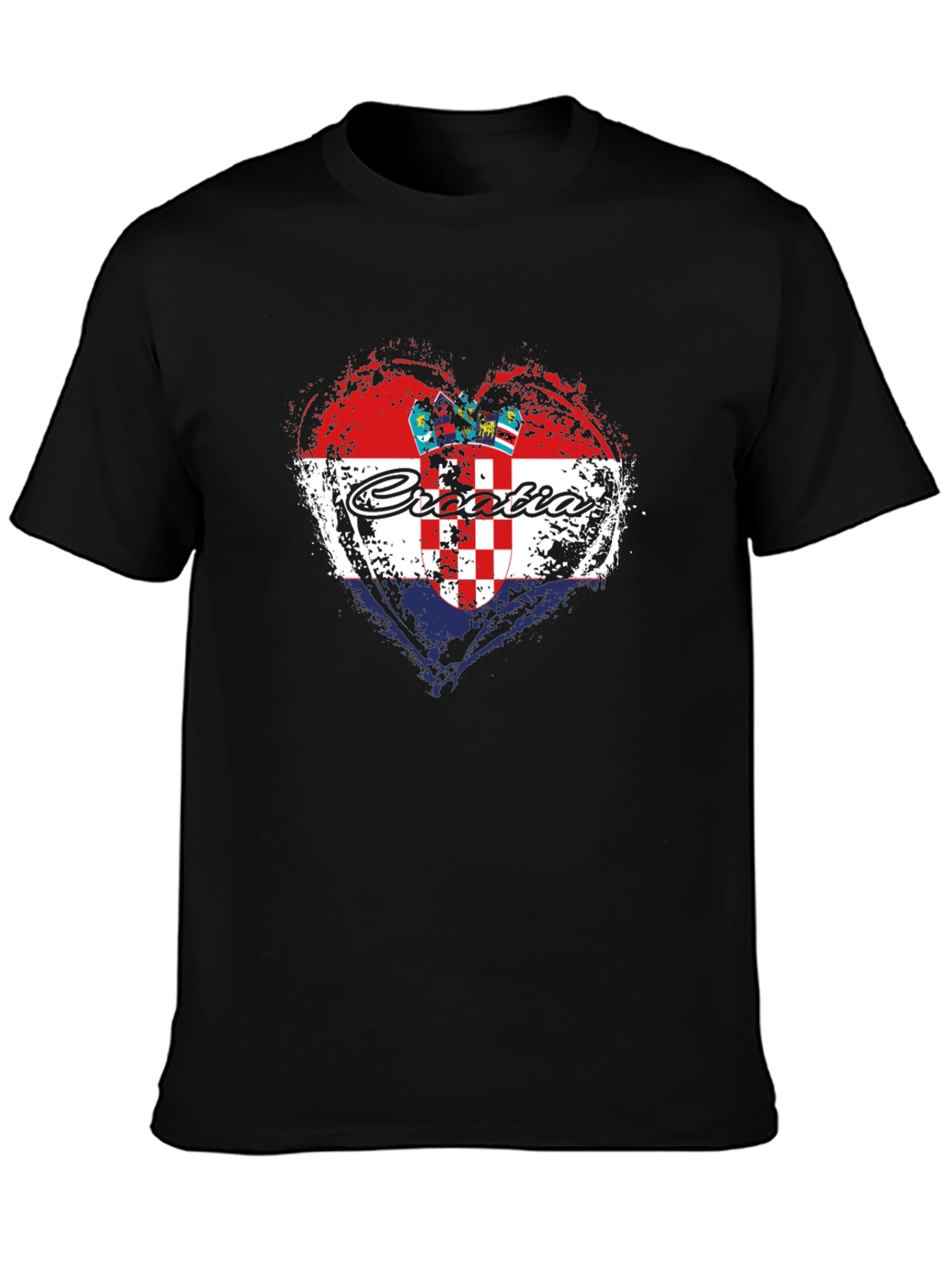 Croatia Heart Flag T-Shirt - Black Graphic Tee