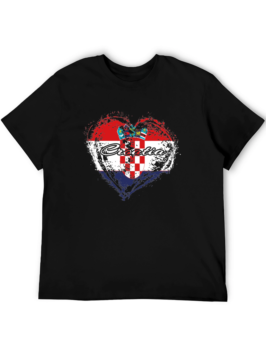 Croatia Heart Flag T-Shirt - Black Graphic Tee
