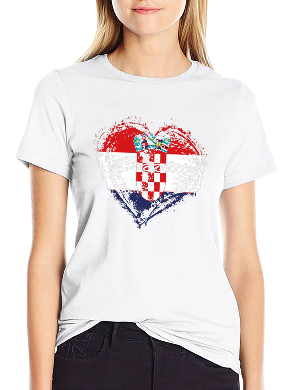 Croatia Heart Flag T-Shirt - Black Graphic Tee