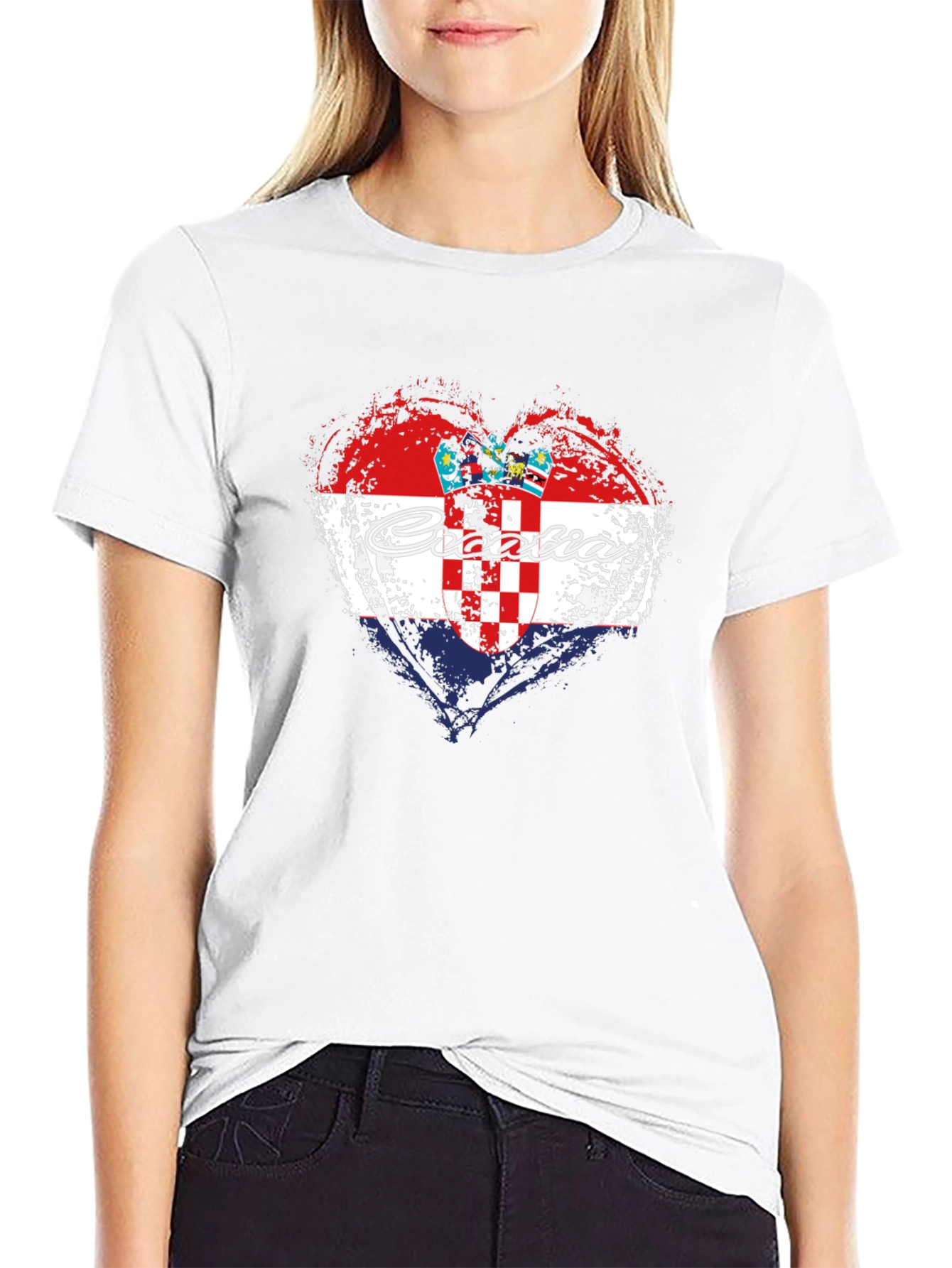 Croatia Heart Flag T-Shirt - Black Graphic Tee