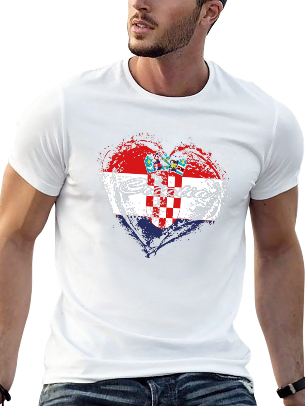 Croatia Heart Flag T-Shirt - Black Graphic Tee