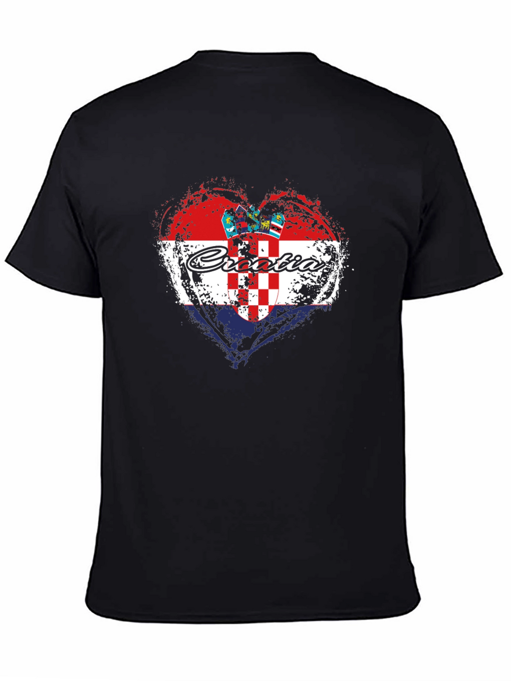 Croatia Heart Flag T-Shirt - Black Graphic Tee