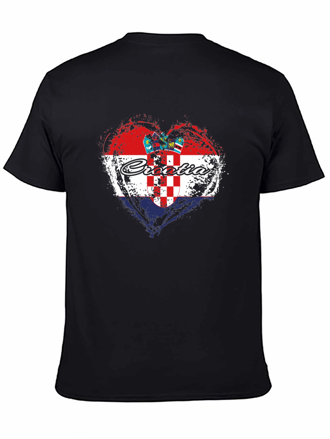 Croatia Heart Flag T-Shirt - Black Graphic Tee