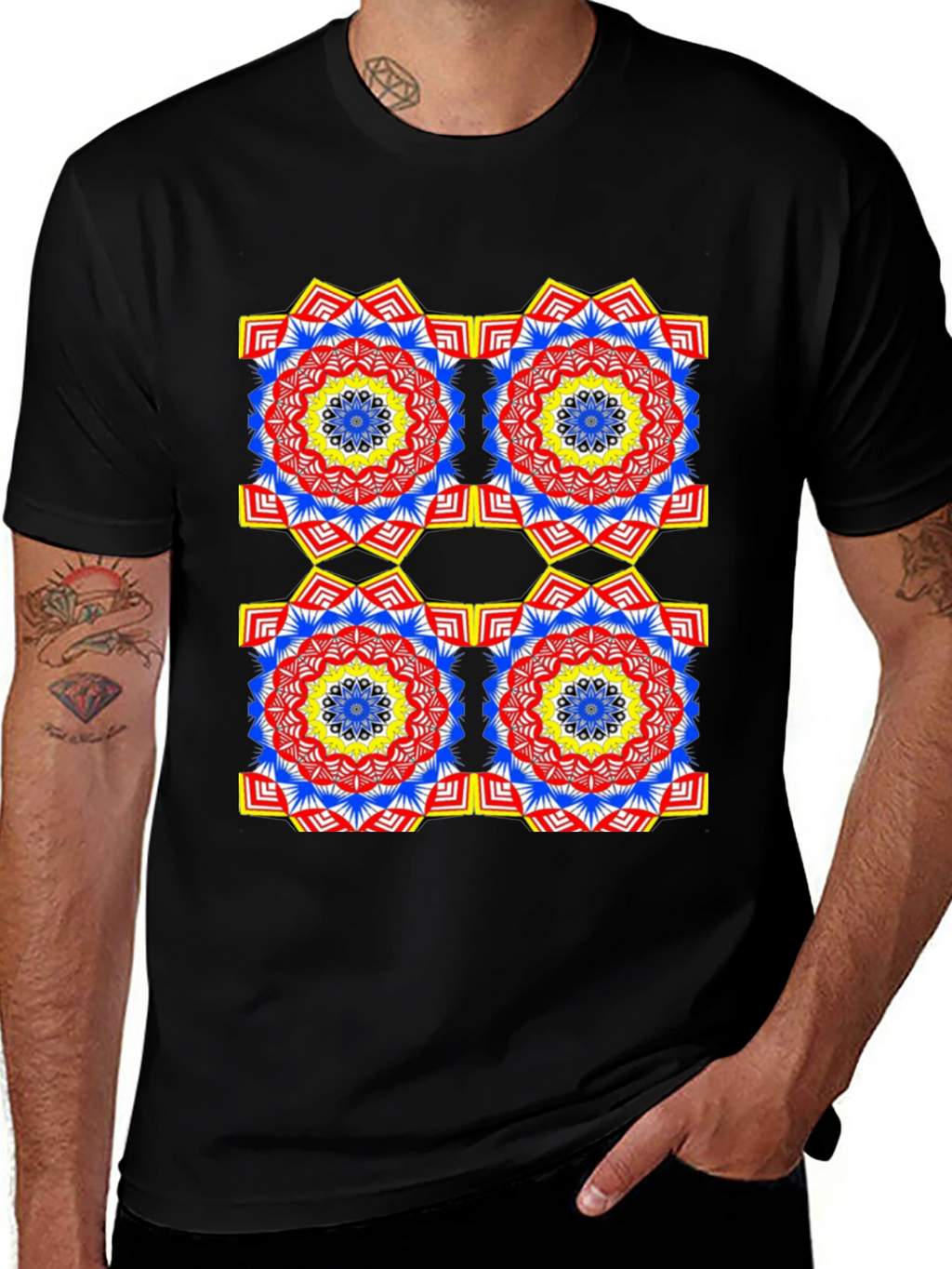 Geometric Mandala Black T-Shirt