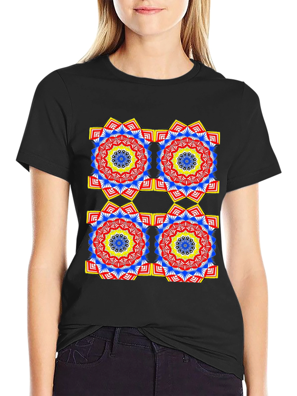 Geometric Mandala Black T-Shirt