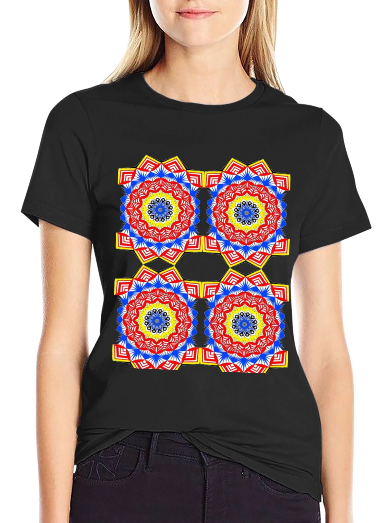 Geometric Mandala Black T-Shirt