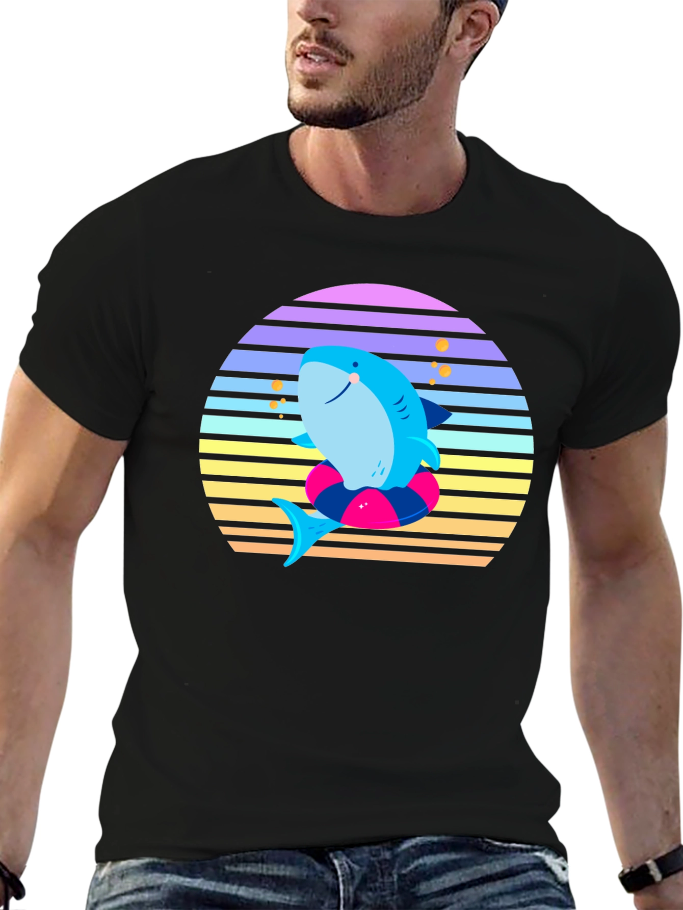 Retro Shark Graphic Tee - Summer Vibes