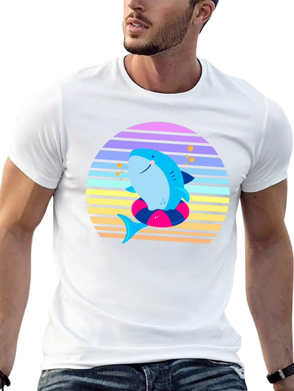 Retro Shark Graphic Tee - Summer Vibes