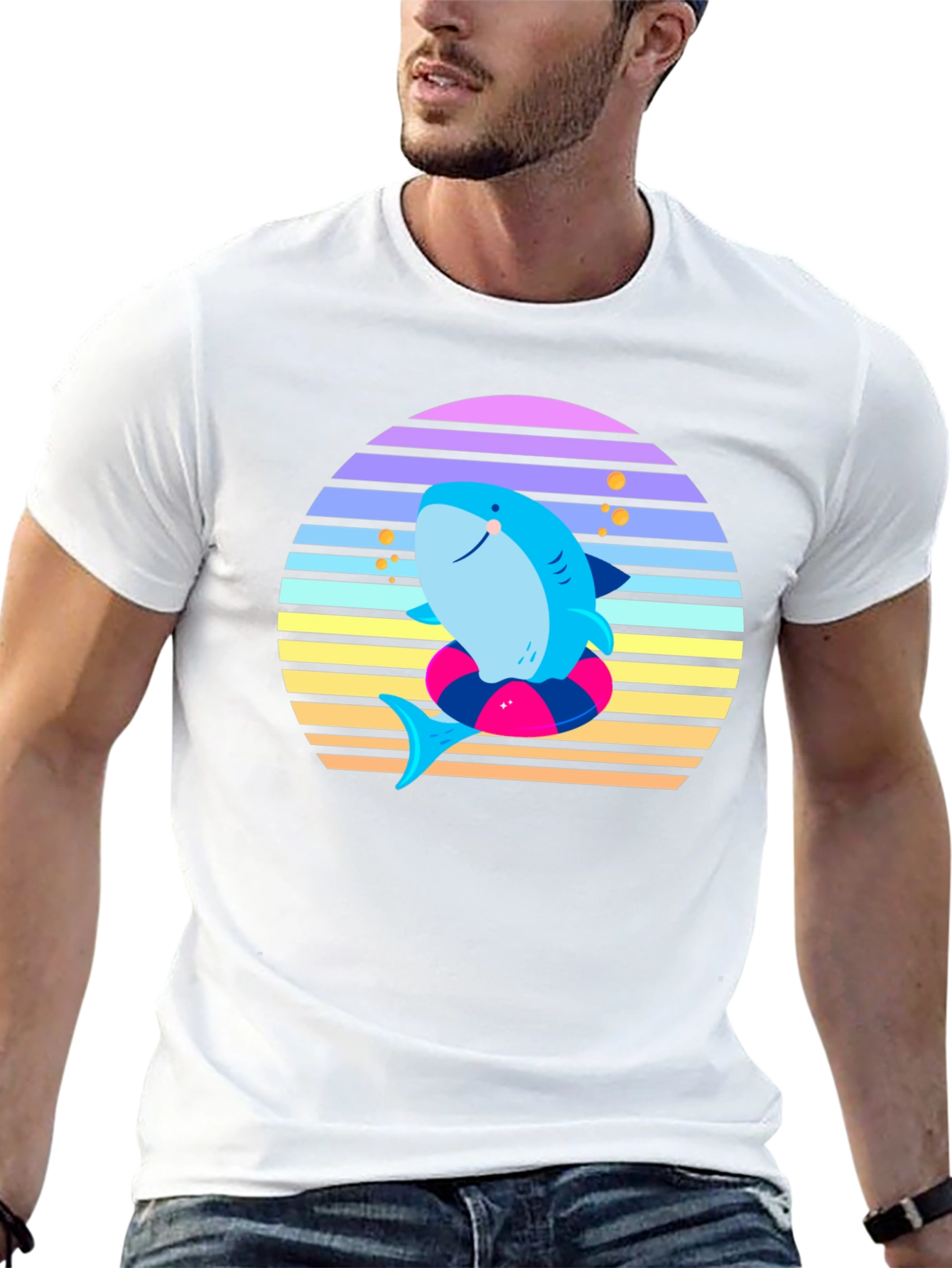 Retro Shark Graphic Tee - Summer Vibes