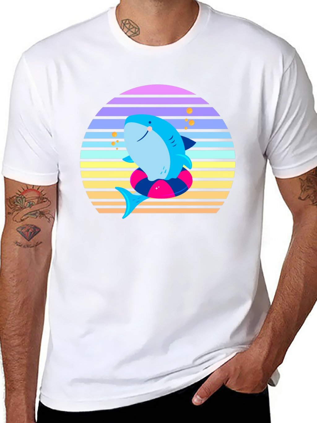 Retro Shark Graphic Tee - Summer Vibes
