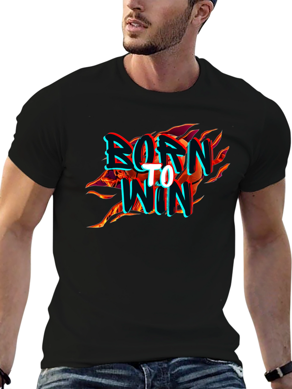 Born to Win Graphic Print Mens Black T-Shirt