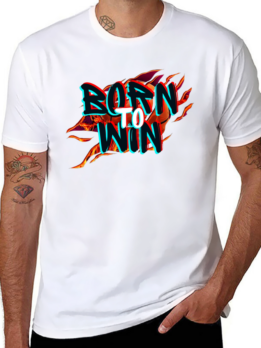 Born to Win Graphic Print Mens Black T-Shirt
