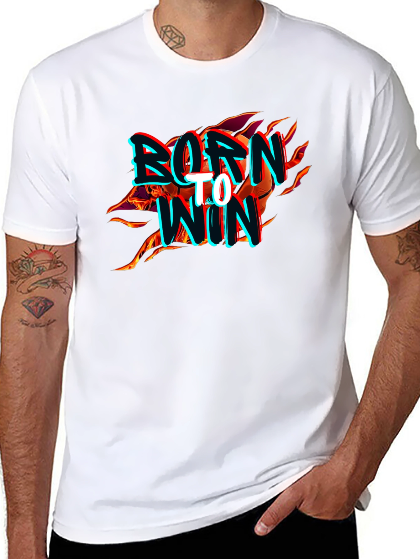 Born to Win Graphic Print Mens Black T-Shirt