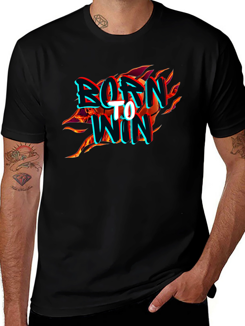Born to Win Graphic Print Mens Black T-Shirt
