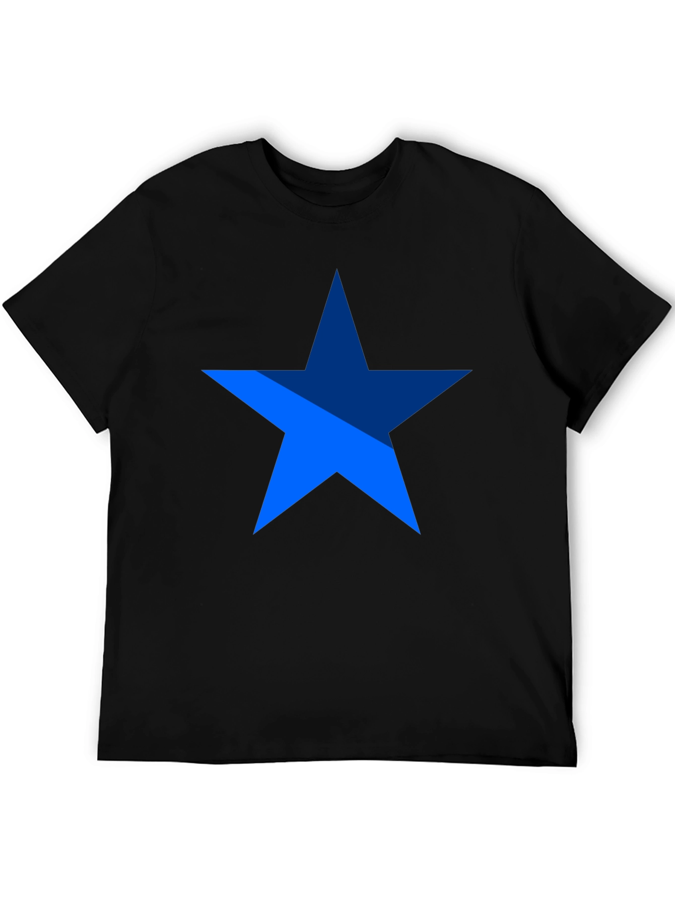 Blue Star Graphic Print Black T-Shirt