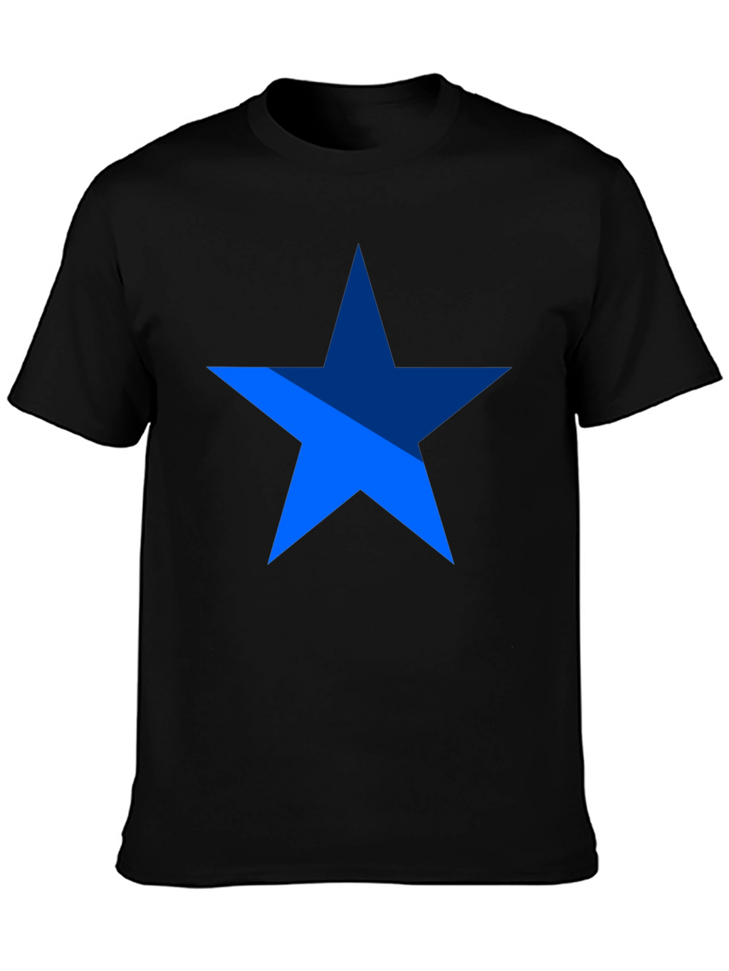 Blue Star Graphic Print Black T-Shirt