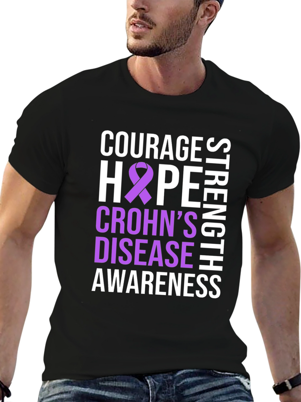 Crohns Disease Awareness T-Shirt - Courage Hope Strength
