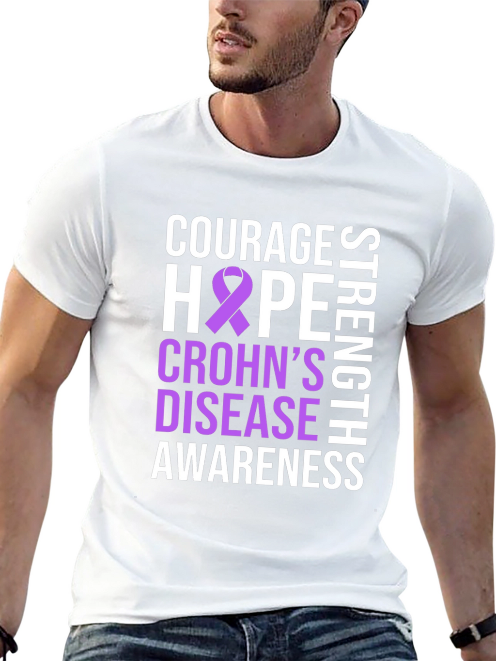 Crohns Disease Awareness T-Shirt - Courage Hope Strength