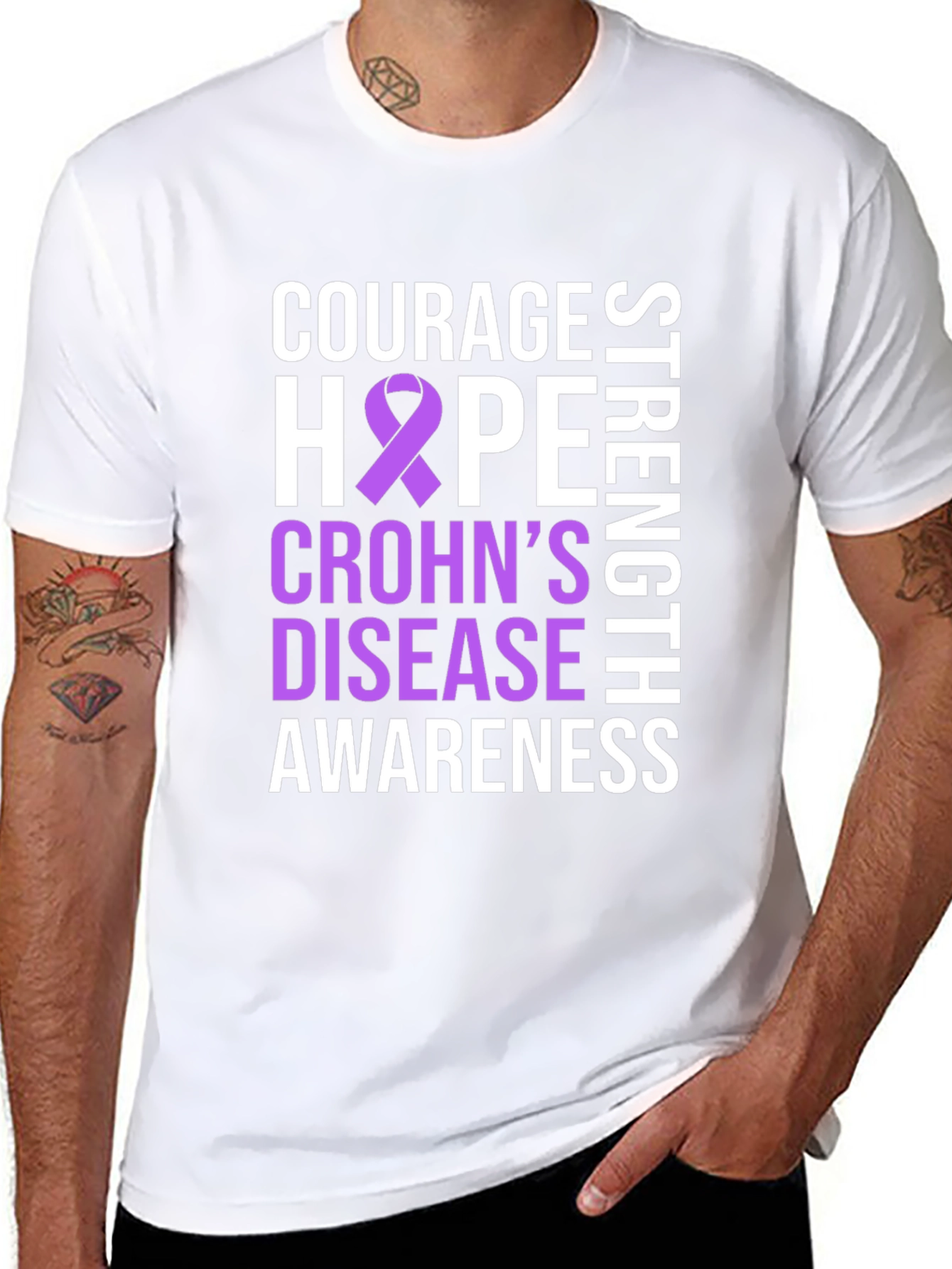 Crohns Disease Awareness T-Shirt - Courage Hope Strength