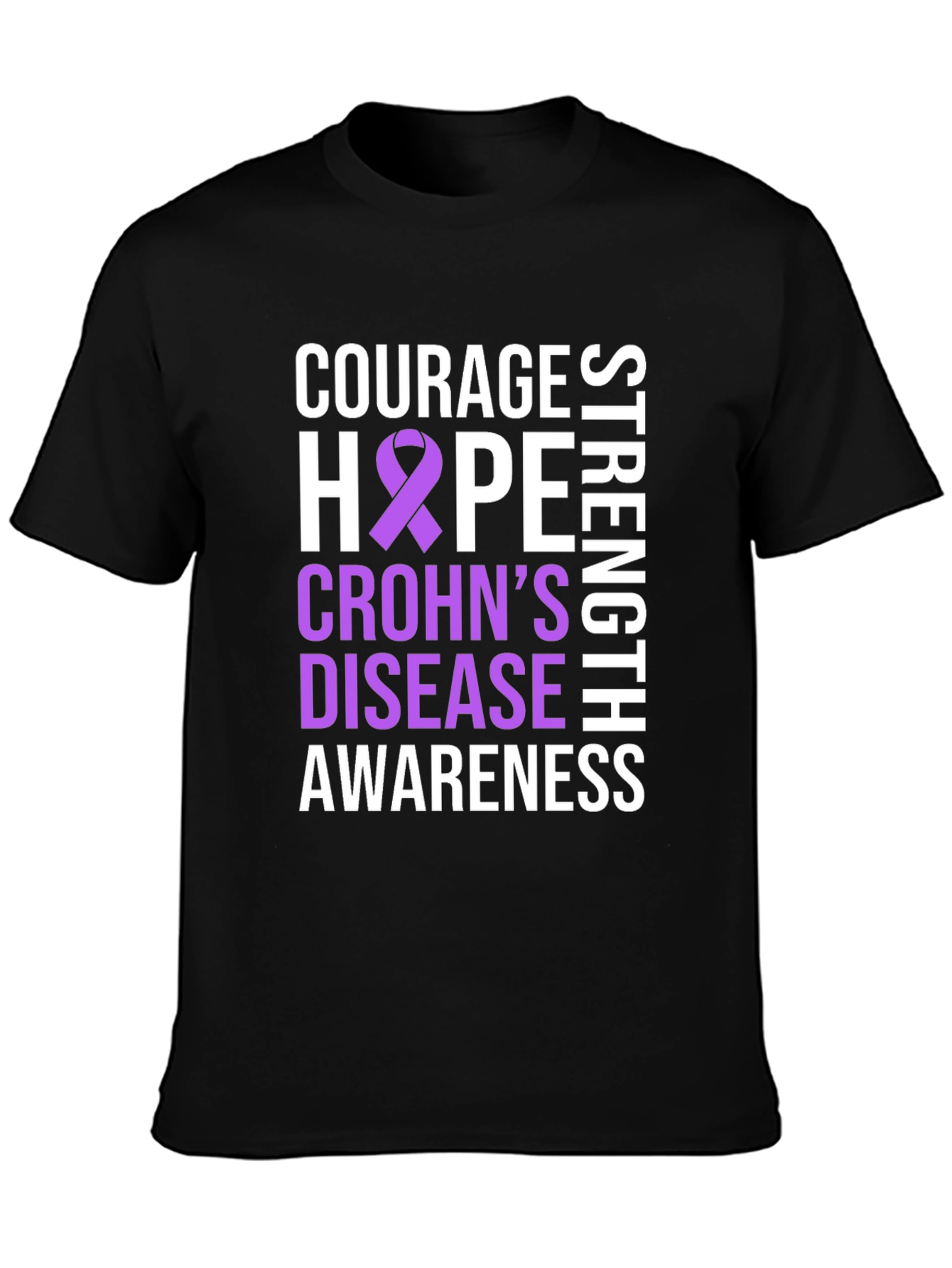 Crohns Disease Awareness T-Shirt - Courage Hope Strength