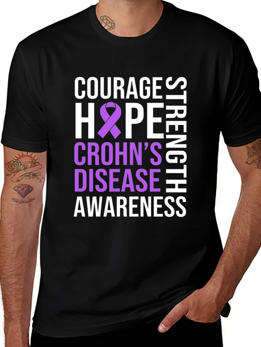 Crohns Disease Awareness T-Shirt - Courage Hope Strength