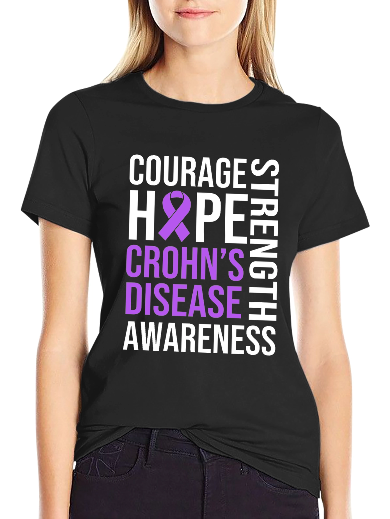Crohns Disease Awareness T-Shirt - Courage Hope Strength