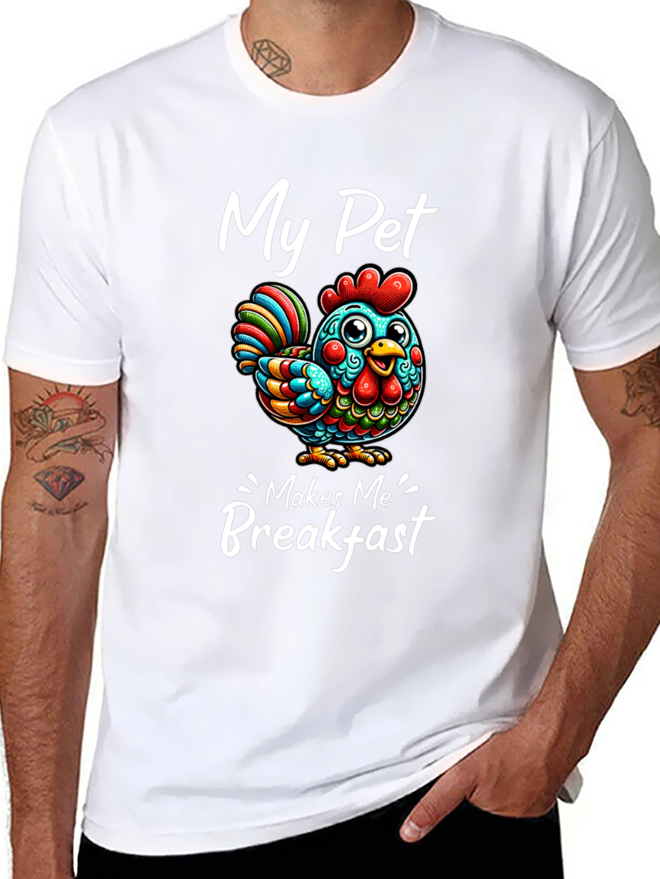 Funny Chicken T-Shirt - My Pet Makes Me Breakfast
