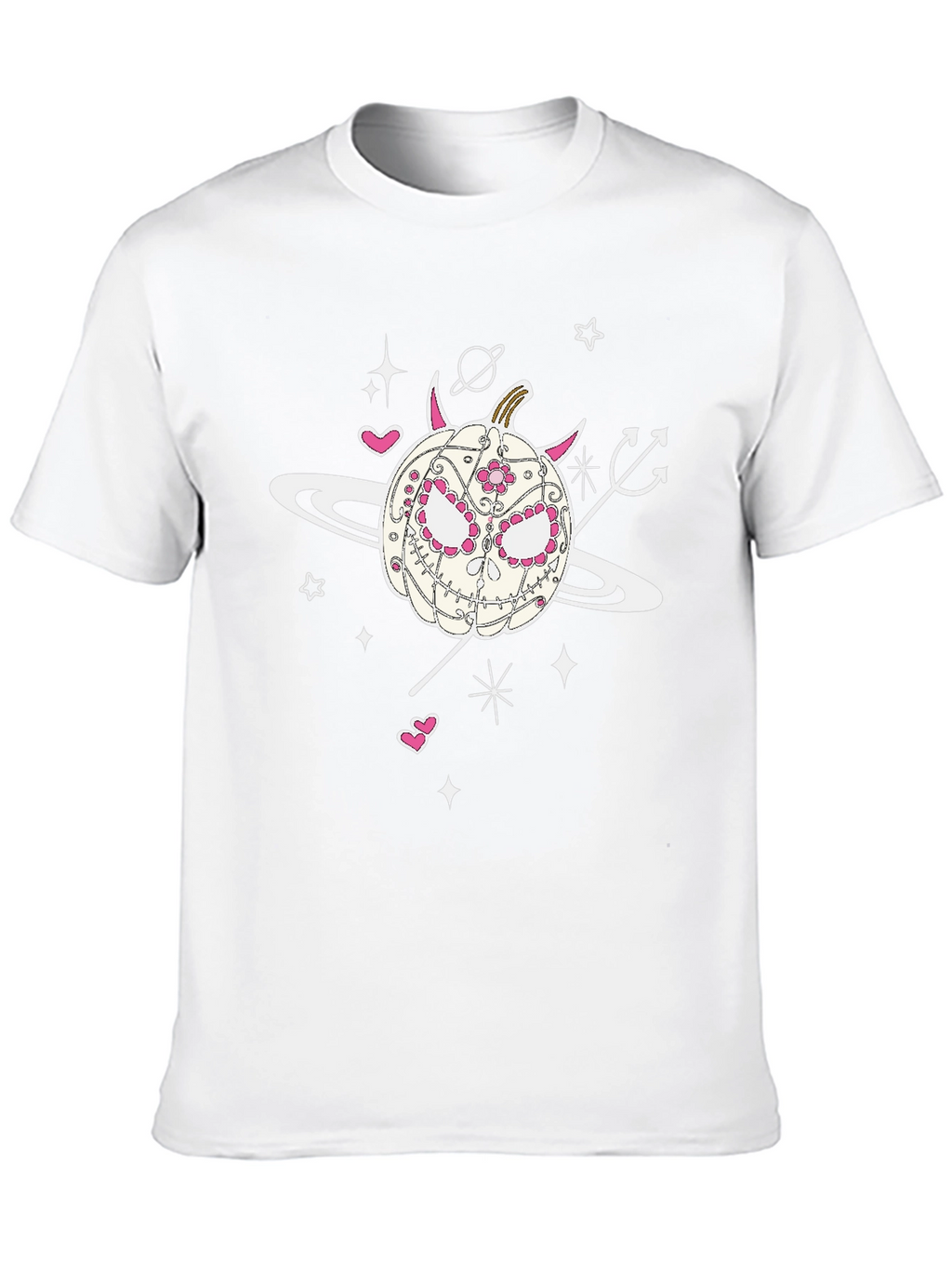 Sugar Skull Pumpkin Tee - Halloween Spooky Space Vibes
