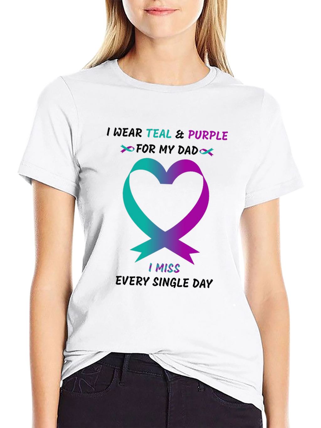 Teal and Purple I Miss My Dad T-Shirt