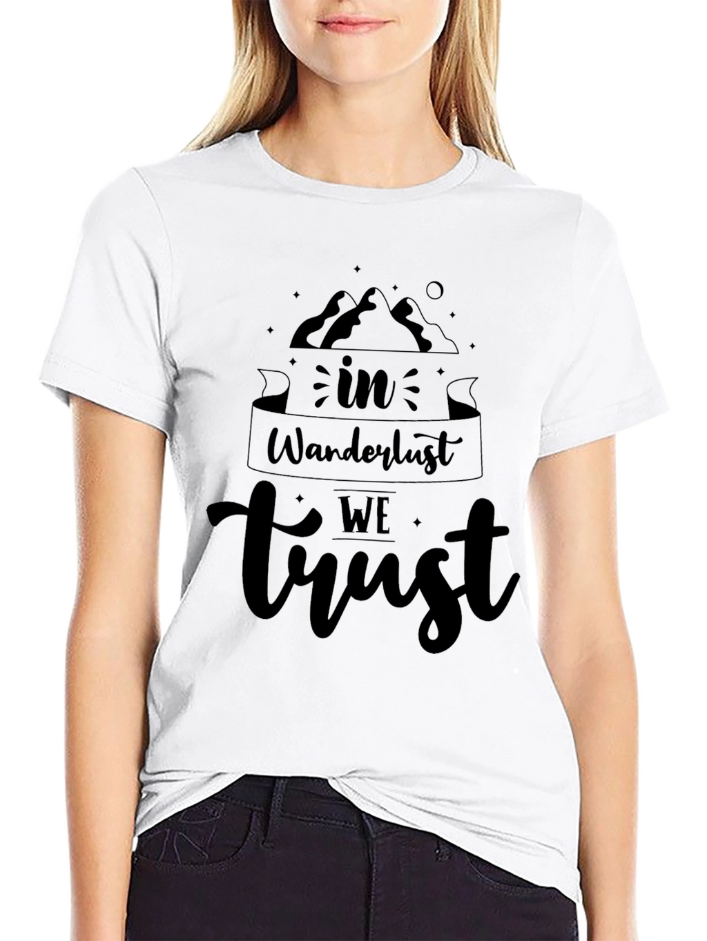 Wanderlust Trust Graphic Tee - Black Cotton T-Shirt