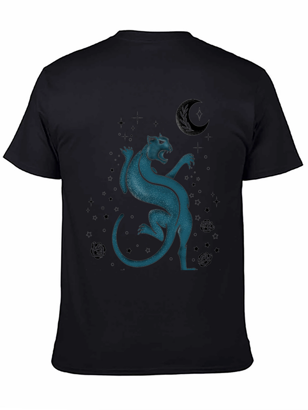 Mystic Panther Graphic Tee - Black Cotton Blend