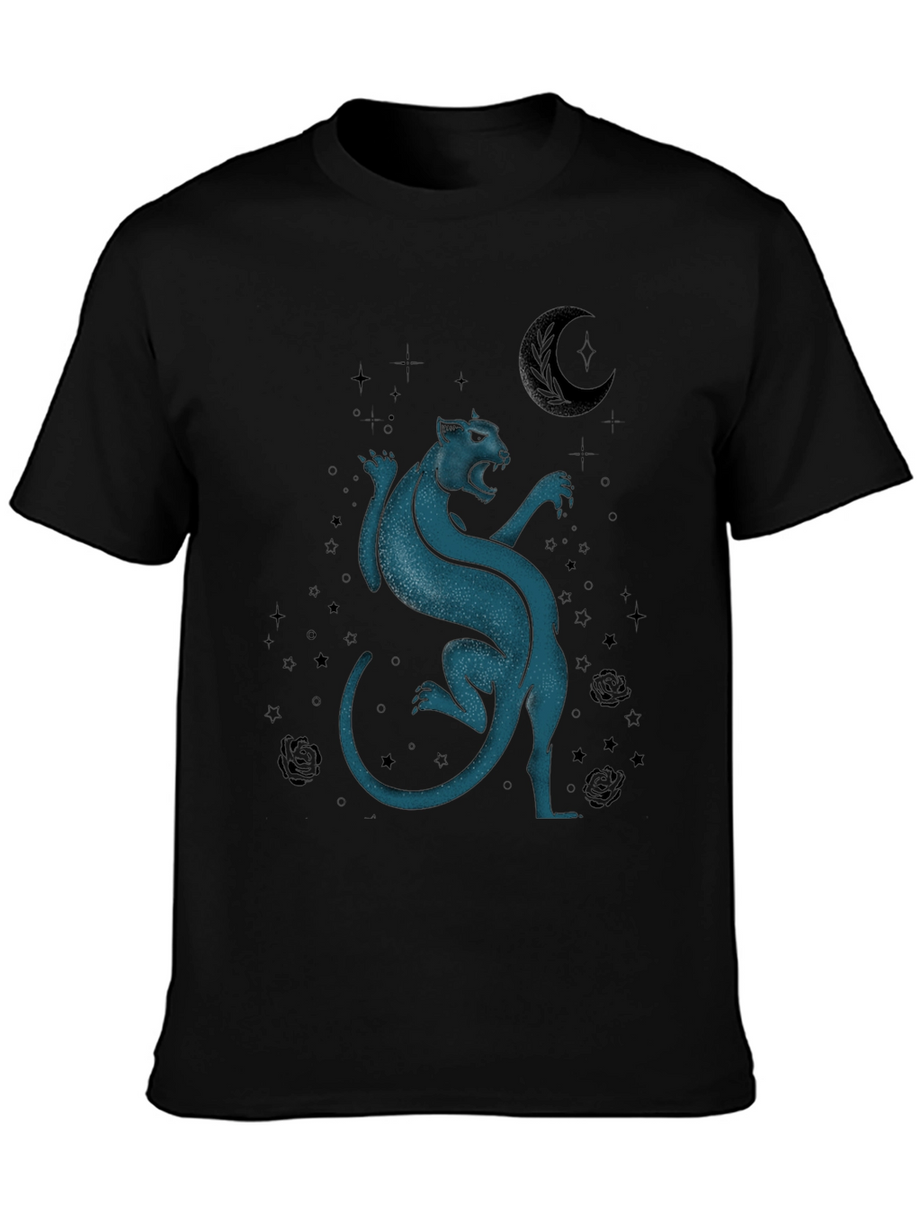 Mystic Panther Graphic Tee - Black Cotton Blend