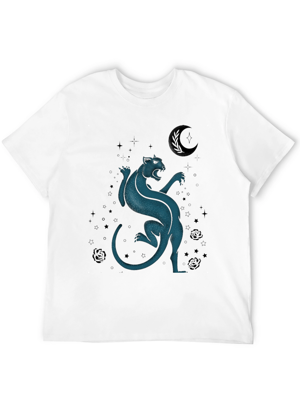 Mystic Panther Graphic Tee - Black Cotton Blend